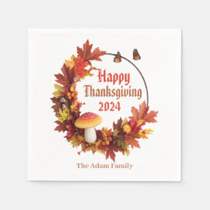 Custom Autumn Leaves Happy Thanksgiving Napkin