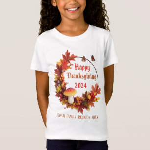 Custom Autumn Leaves Happy Thanksgiving T-Shirt