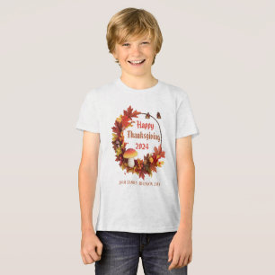 Custom Autumn Leaves Happy Thanksgiving  Tri-Blend Shirt