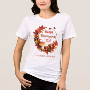 Custom Autumn Leaves Happy Thanksgiving  Tri-Blend Shirt