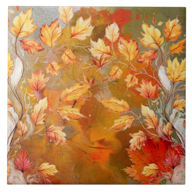 Custom Autumn Leaves  Tile (Front)