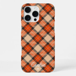 Custom Autumn Pumpkin Orange Brown Tartan Pattern iPhone 16 Pro Max Case