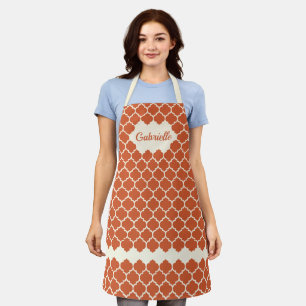 Custom Autumn Tuscan Orange Ivory Trellis Pattern Apron