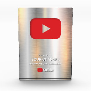 Custom award Play Button display plaque