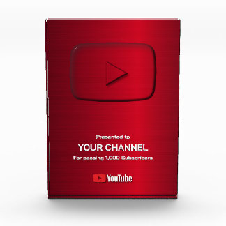 Custom award Play Button display plaque