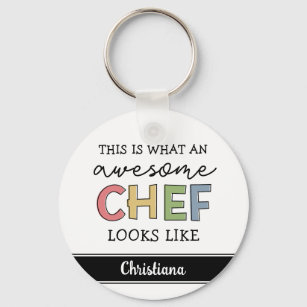 Custom Awesome Chef Gifts   Best Chef Ever Funny  Key Ring