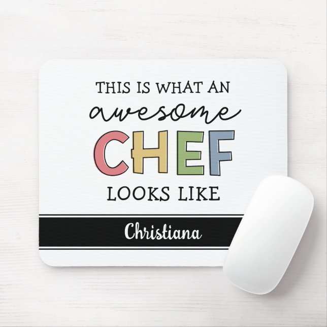 Custom Awesome Chef Gifts | Best Chef Ever Funny Mouse Mat (With Mouse)