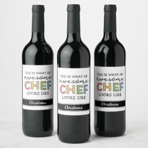 Custom Awesome Chef Gifts   Best Chef Ever Funny Wine Label