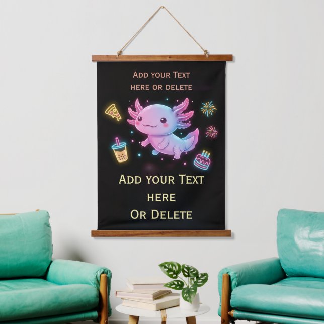 Custom Axolotl Cute Glowing Party Wall Tapestry (Living Room)