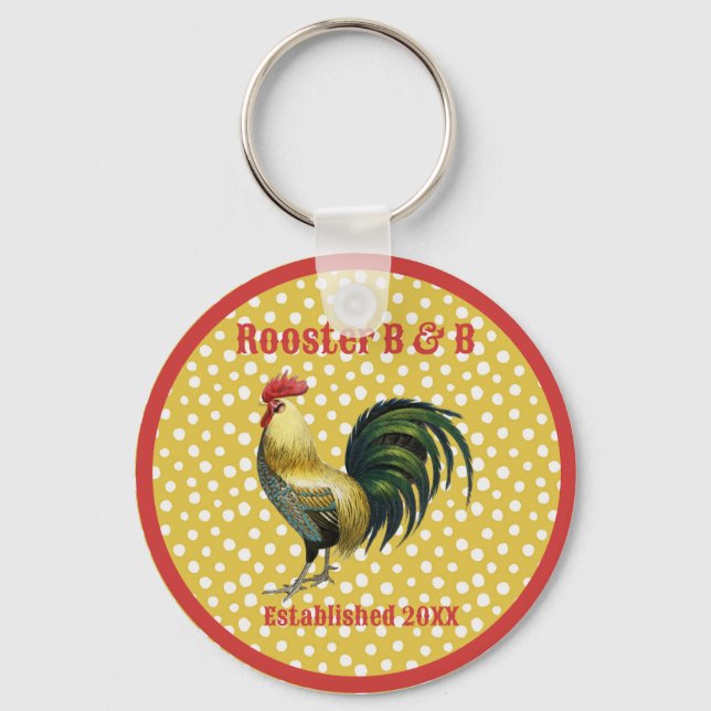 Custom B & B Country Rooster Farmhouse  Key Ring (Front)