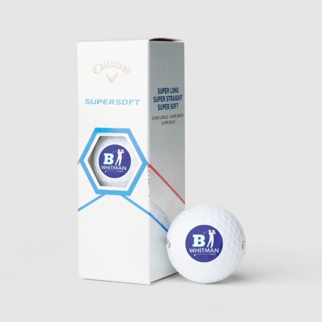 Custom B Initial Golfers Mark - Blue  Golf Balls (Packaging)