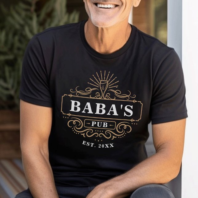 Custom Baba's Pub Home Bar Year Established T-Shirt (Creator Uploaded)