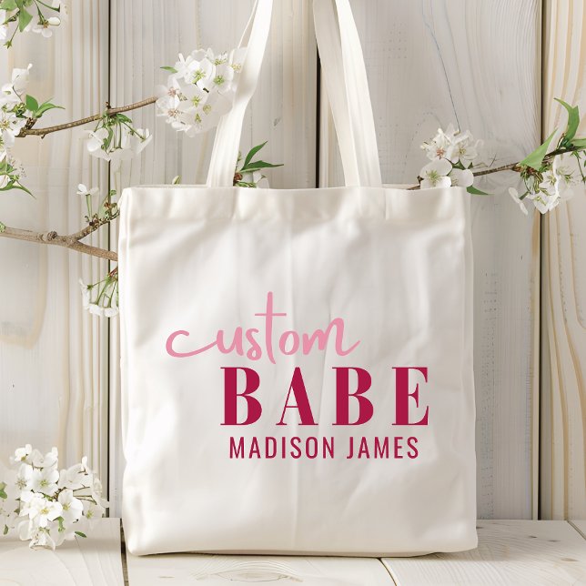 Custom Babe Funny Saying Personalised Name Tote Bag (Creator Uploaded)