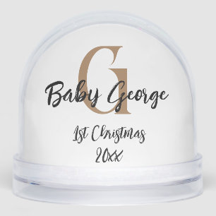 Custom Baby 1st Christmas unisex monogram Snowglobe
