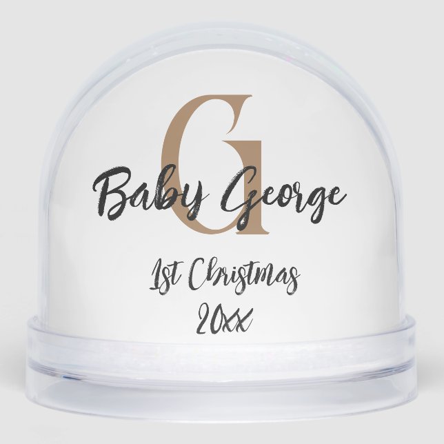 Custom Baby 1st Christmas unisex monogram  Snowglobe (Front)