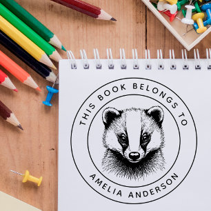 Custom Baby Badger This Book Belongs To Kid's Name Self-inking Stamp