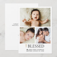 Custom Baby Baptism Photo Gold Cross Blessed
