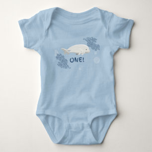 Custom Baby Beluga 1st Birthday Bodysuit