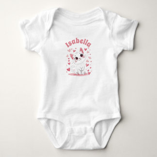 Custom Baby Bodysuit Cute Cat Cartoon Pink Hearts