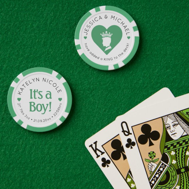 Custom Baby Boy Birth Announcement Personalised Poker Chips (Poker Table (Double))