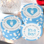 Custom Baby Boy Birth Announcement Personalised Poker Chips<br><div class="desc">Celebrate the arrival of your little one with these Custom Baby Boy Birth Announcement Personalised Poker Chips! Perfect for commemorating this joyous occasion in a unique and fun way, these custom poker chips are fully customisable to feature your baby's name, birthdate, weight, and other details. Whether you're planning a baby...</div>