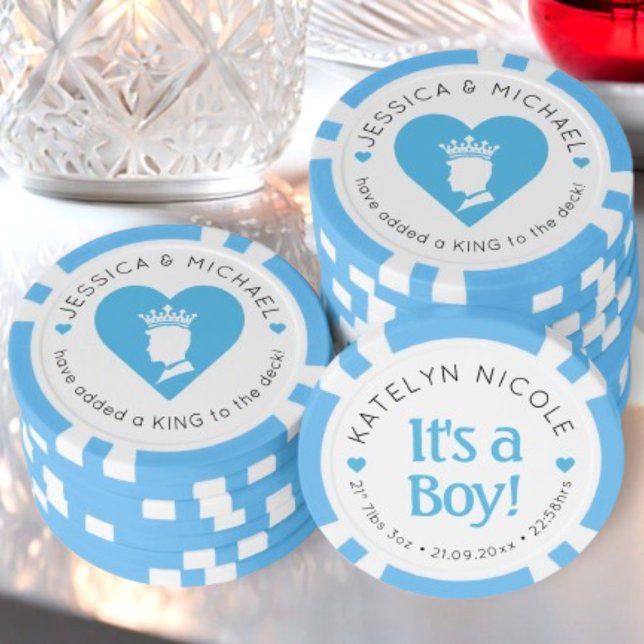 Custom Baby Boy Birth Announcement Personalised Poker Chips (Creator Uploaded)