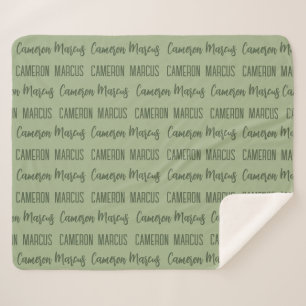 Custom Baby Boy Blanket repeated name sage Green