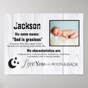 Custom Baby Boy Name Photo Love You To Moon Poster