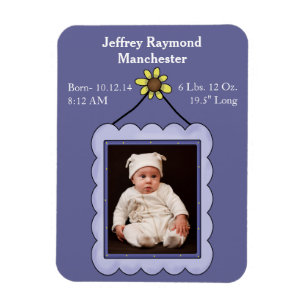 Custom Baby Boy Photo Birth Announcement Magnet