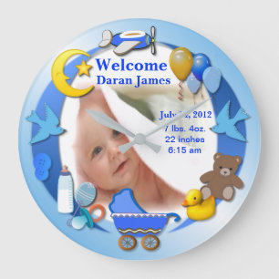 Custom Baby Boy Photo Large Clock