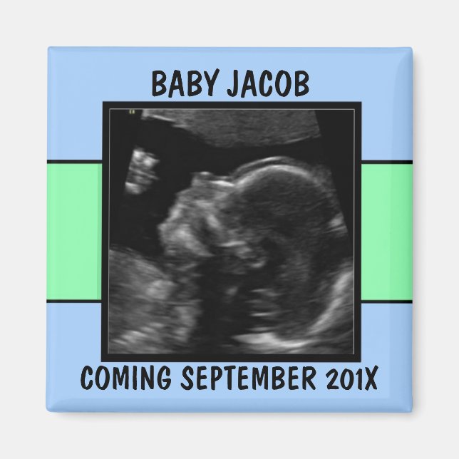 Custom Baby Boy Ultrasound Photo Magnet (Front)