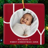Custom Baby Boy's First Christmas Photo Red