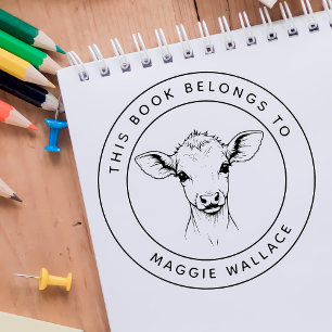 Custom Baby Calf This Book Belongs To Kid's Name Self-inking Stamp