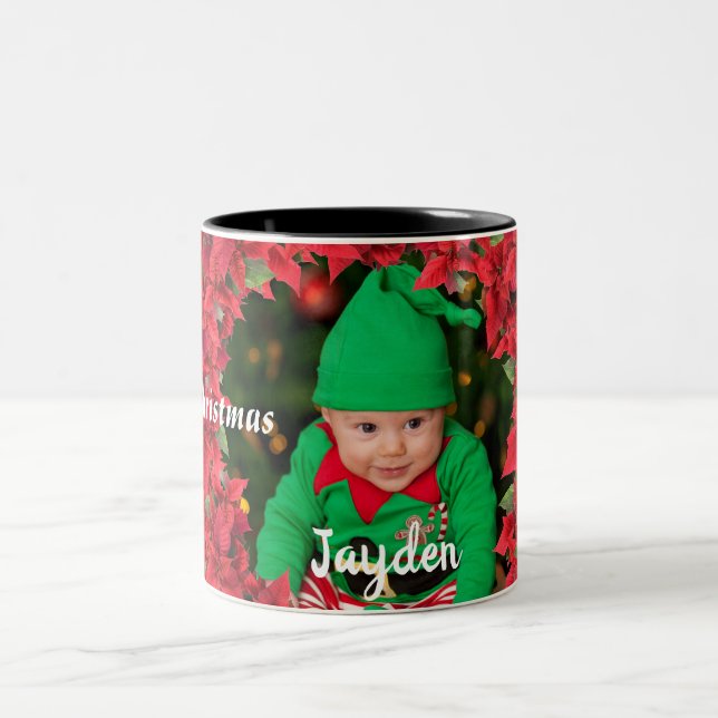 Custom Baby/ Child Photo Christmas Two-Tone Coffee Mug (Center)