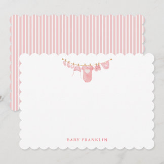 Custom Baby Clothesline Stationery Baby Shower Card