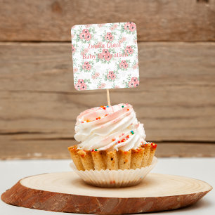 Custom Baby Dedication Sage Green & Pink Floral Square Sticker