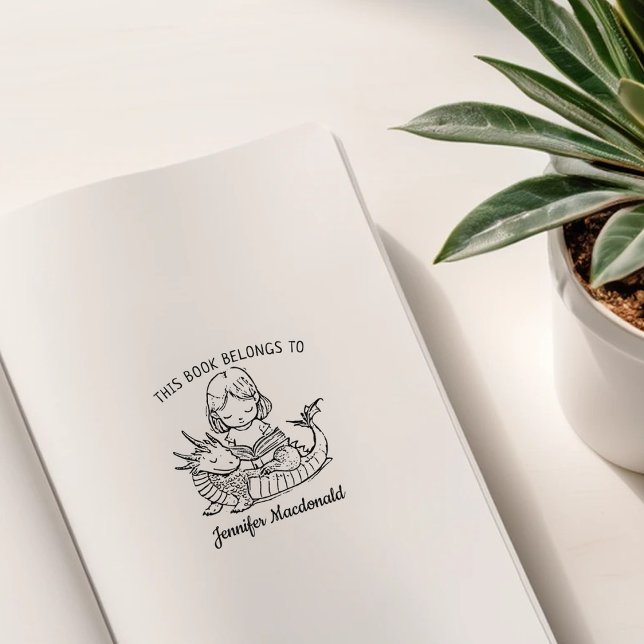 Custom Baby Dragon Bookplate Rubber Stamp (Creator Uploaded)