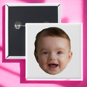 Custom Baby Face, Funny custom photo 15 Cm Square Badge