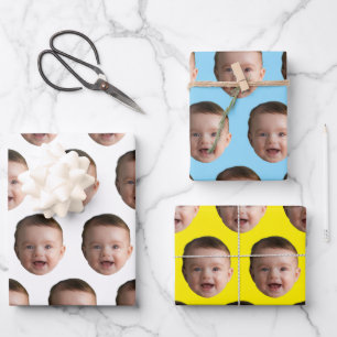 Custom Baby Face, Funny custom photo Wrapping Paper Sheet