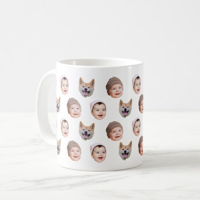 Custom Baby Face Mug, Custom Family 3 Photos mug (Front Left)