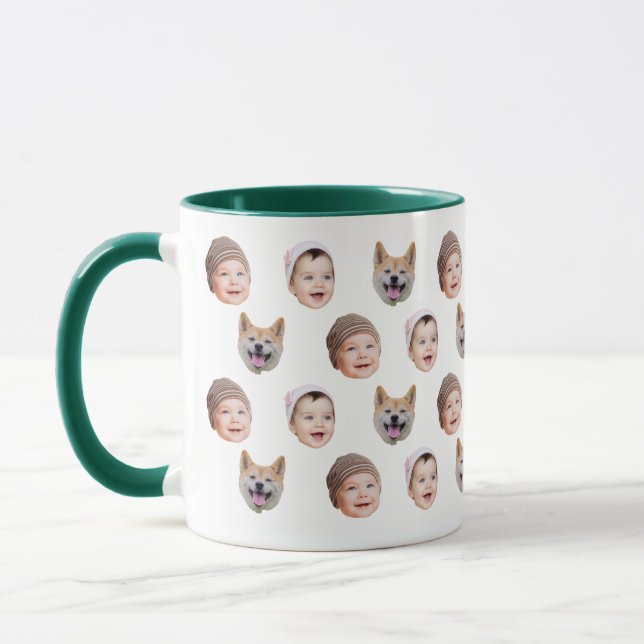 Custom Baby Face Mug, Custom Family 3 Photos mug (Left)