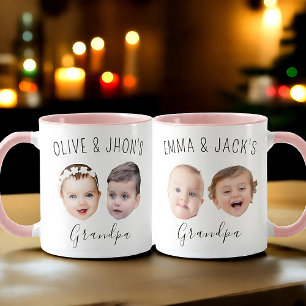 Custom Baby Face Mug, Custom Grandchild Mug, Papa Mug