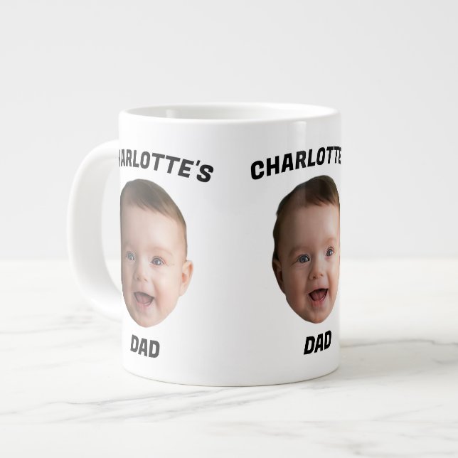 Custom Baby Face Mug, Custom New Dad Mug (Front Left)