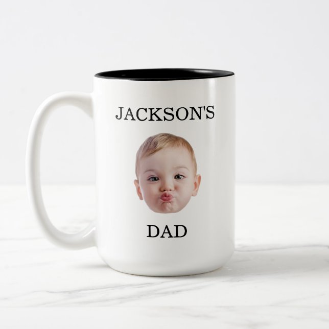 Custom Baby Face Mug, Personalise Child Photo Two-Tone Coffee Mug (Left)