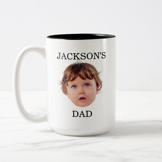 Custom Baby Face Mug, Personalise Child Photo Two-Tone Coffee Mug (Left)