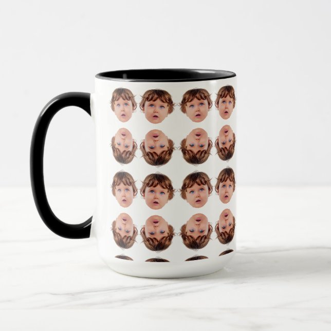 Custom Baby Face Pattern Grandpa Dad Birthday Gift Mug (Left)