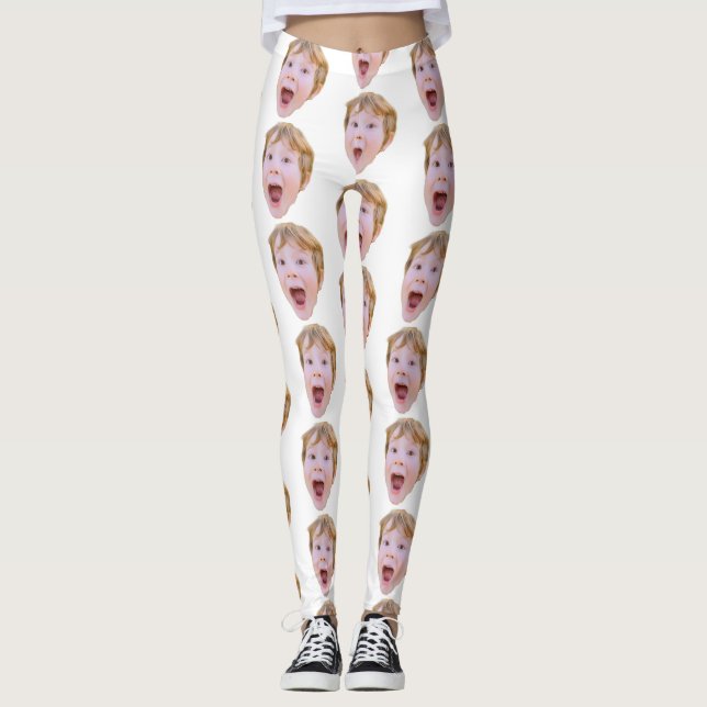 Custom Baby Face Photo Leggings (Front)