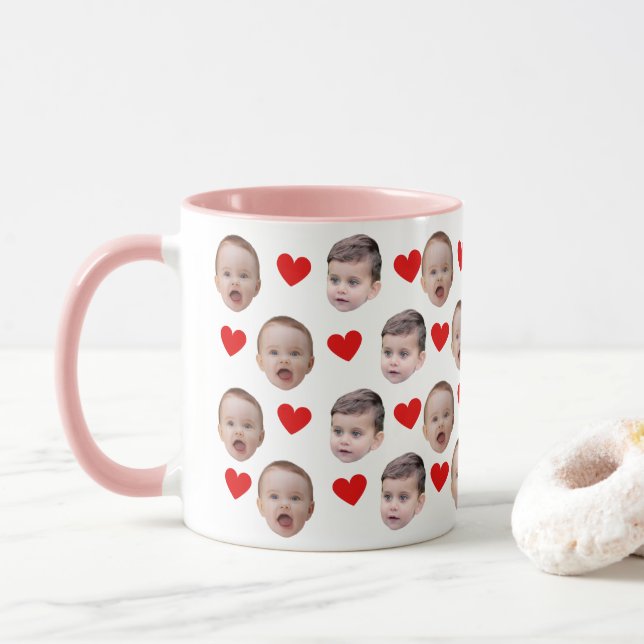 Custom Baby Face photo Mug | Grandma Grandpa Gift (With Donut)