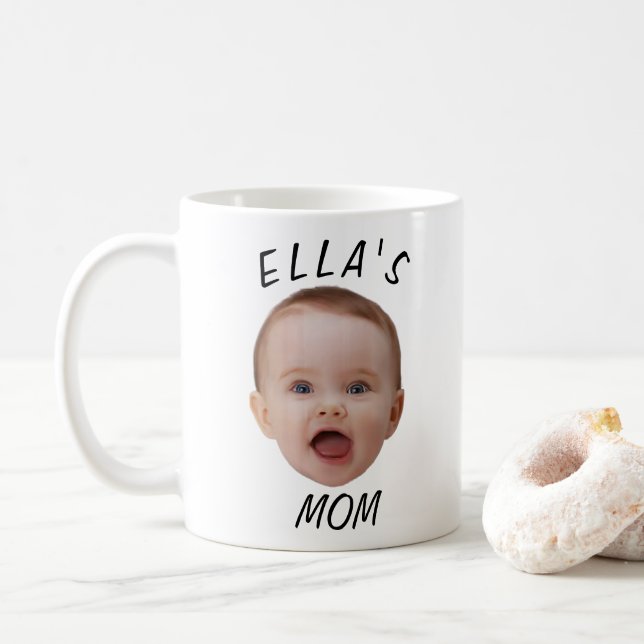 Custom Baby Face Photo Mum Gift Coffee Mug (With Donut)