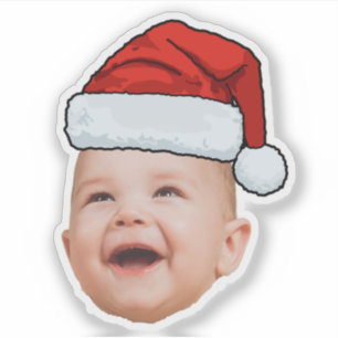 Custom Baby Face Photo Santa Hat Christmas